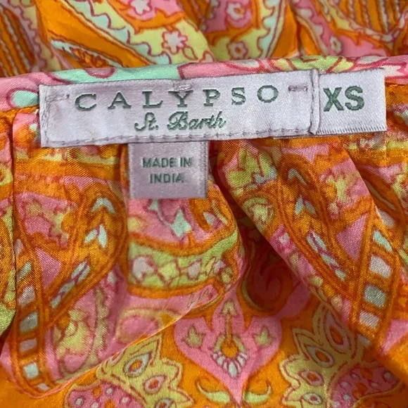 Calypso St Barth Espazi Silk Ruffle Top Sz XS - Picture 6 of 10